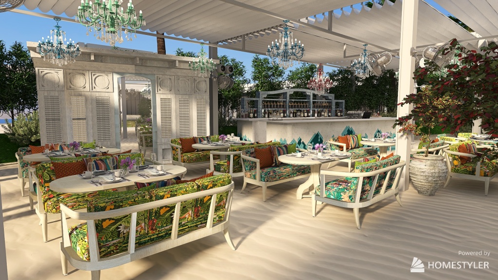 #BrunchContest Modern Polynesian Outdoor Restaurant 3d design renderings