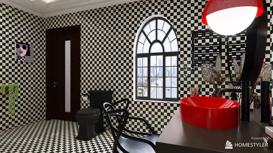 Chess like bathroom 3d design renderings