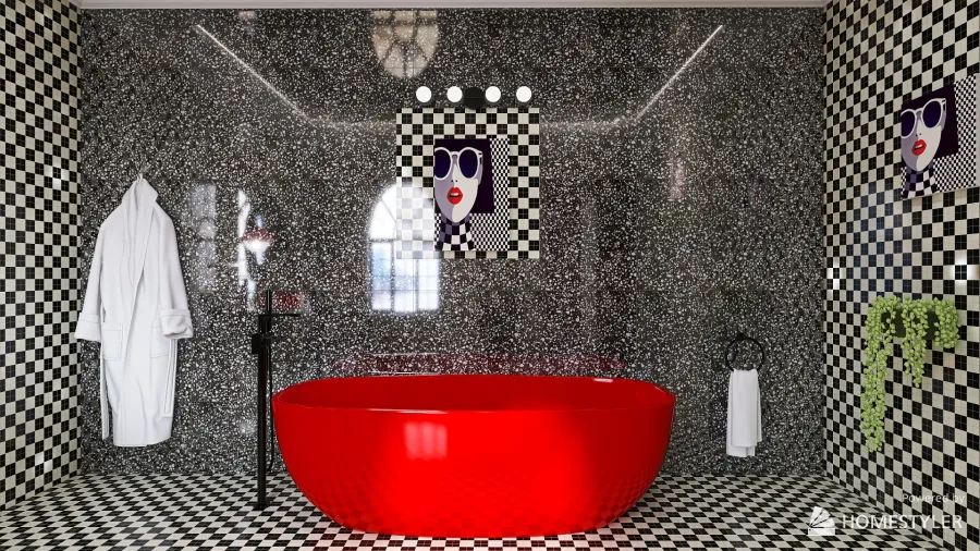 Chess like bathroom 3d design renderings