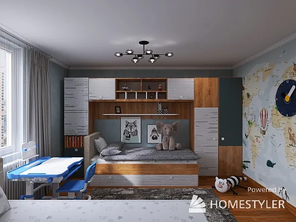 Комната для мальчиков Юли план 1 3d design renderings