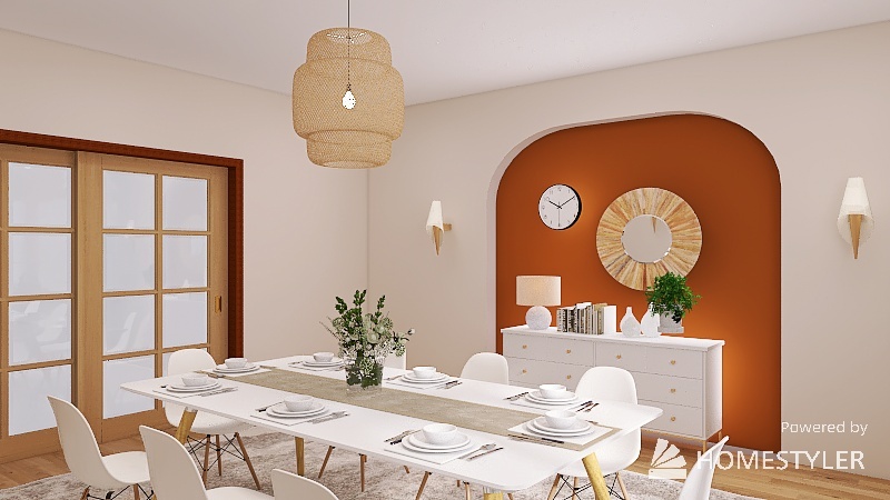 Boho dinning room 3d design renderings