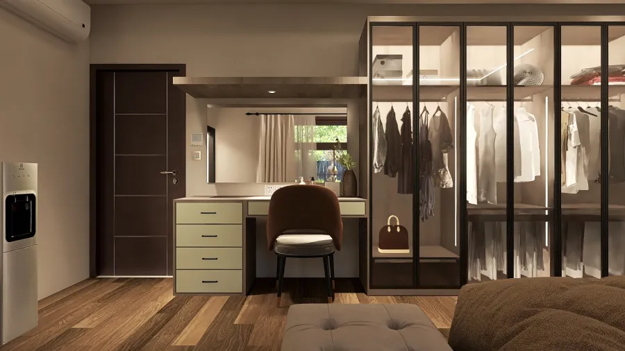 Modern Black Green Guest Room 3d design renderings