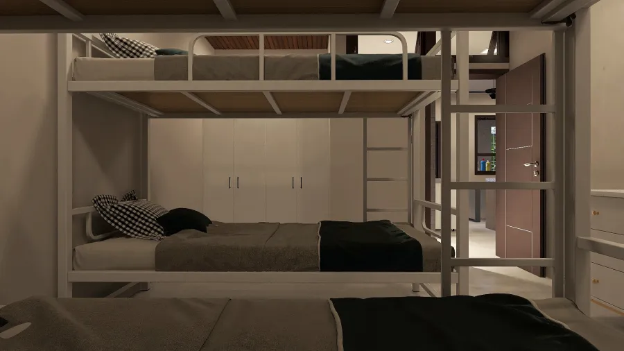 Modern Black Green Helper's Room 3d design renderings