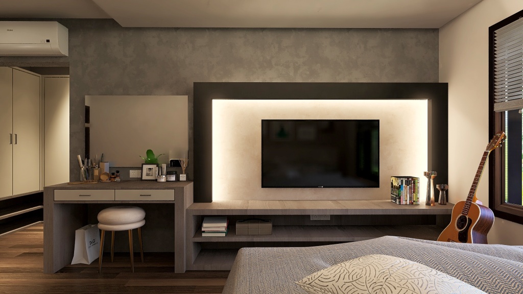 Modern Black Green Main Bedroom 4 3d design renderings