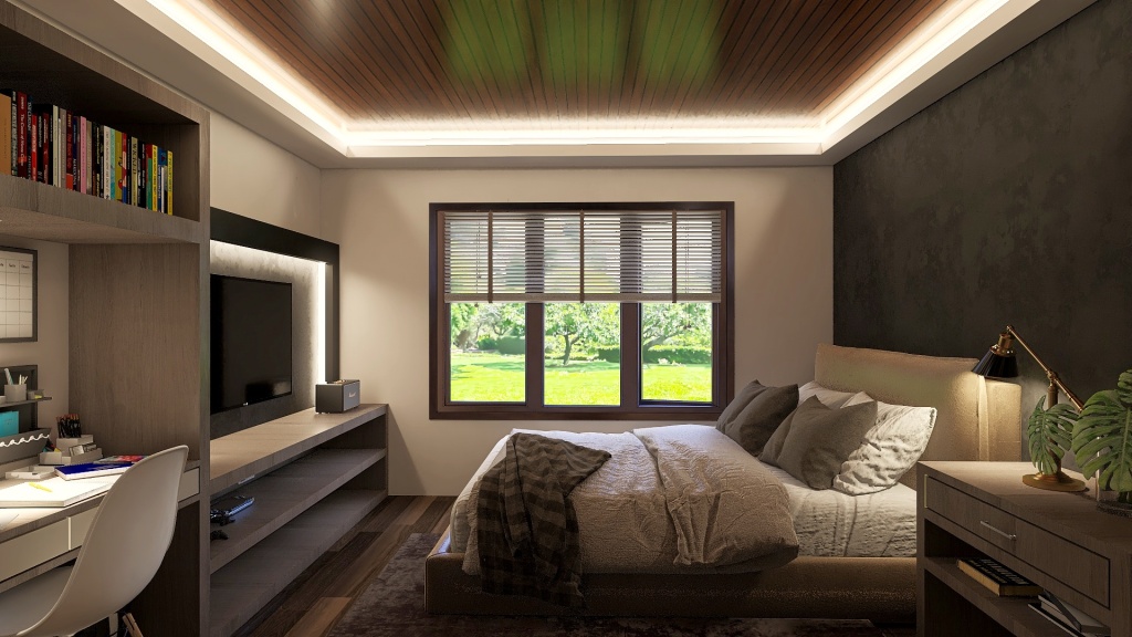 Modern Black Green Main Bedroom 1 3d design renderings