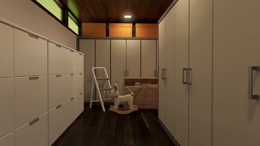 Modern Black Green Storage Room 3d design renderings