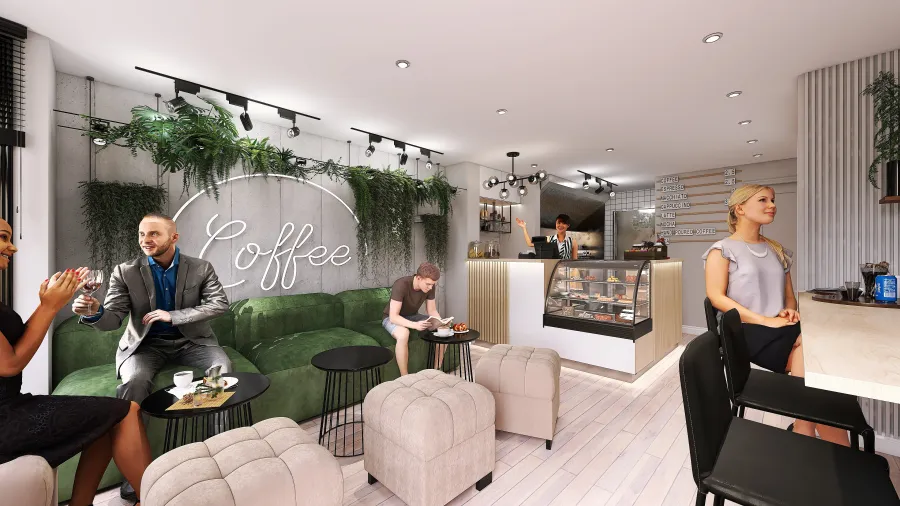 Coffe shop 3d design renderings