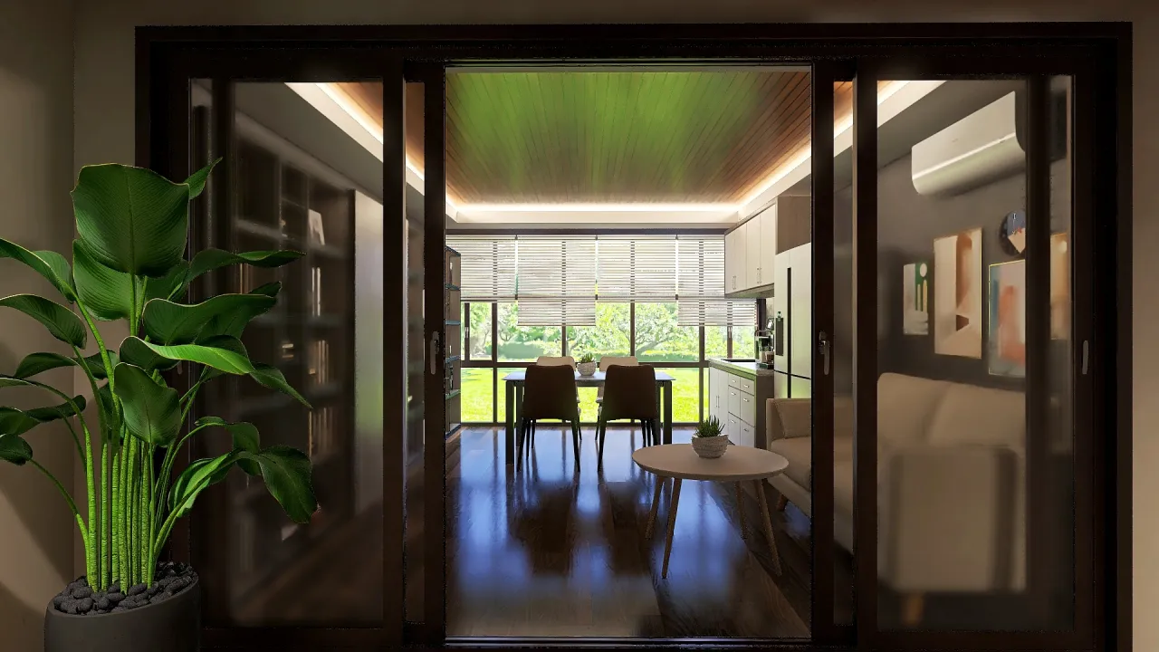 Modern Black Green Hallway 3d design renderings