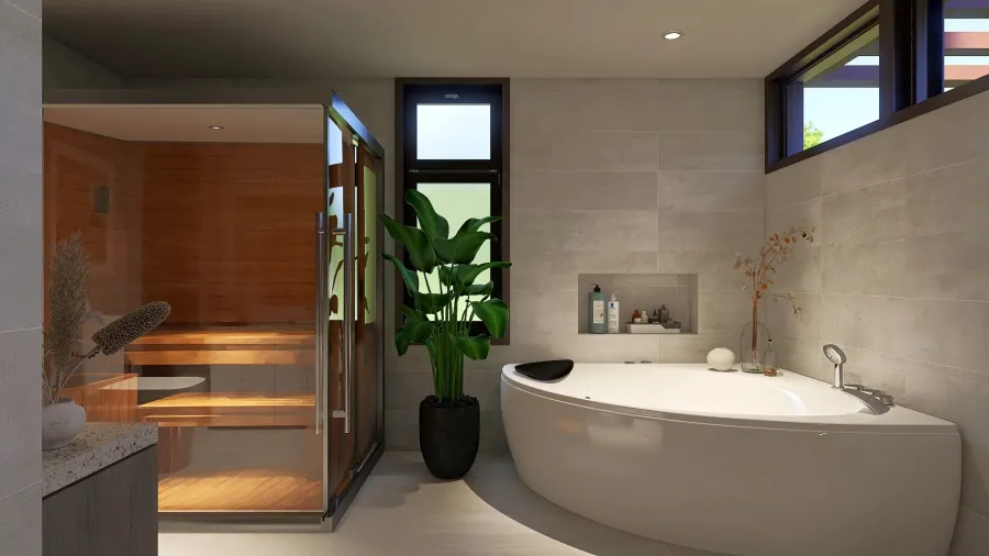 Modern Black Green Master Bathroom 3d design renderings