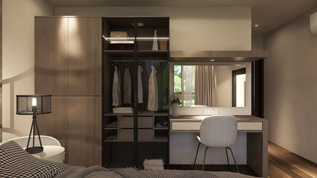 Modern Black Green Guest Room 2 3d design renderings