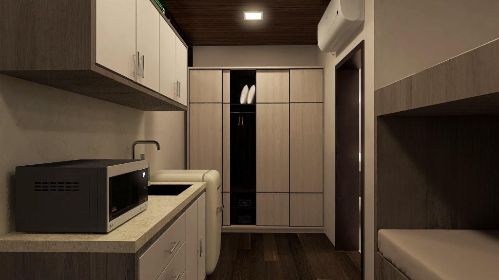 Modern Black Green Guest Bedroom 3 3d design renderings