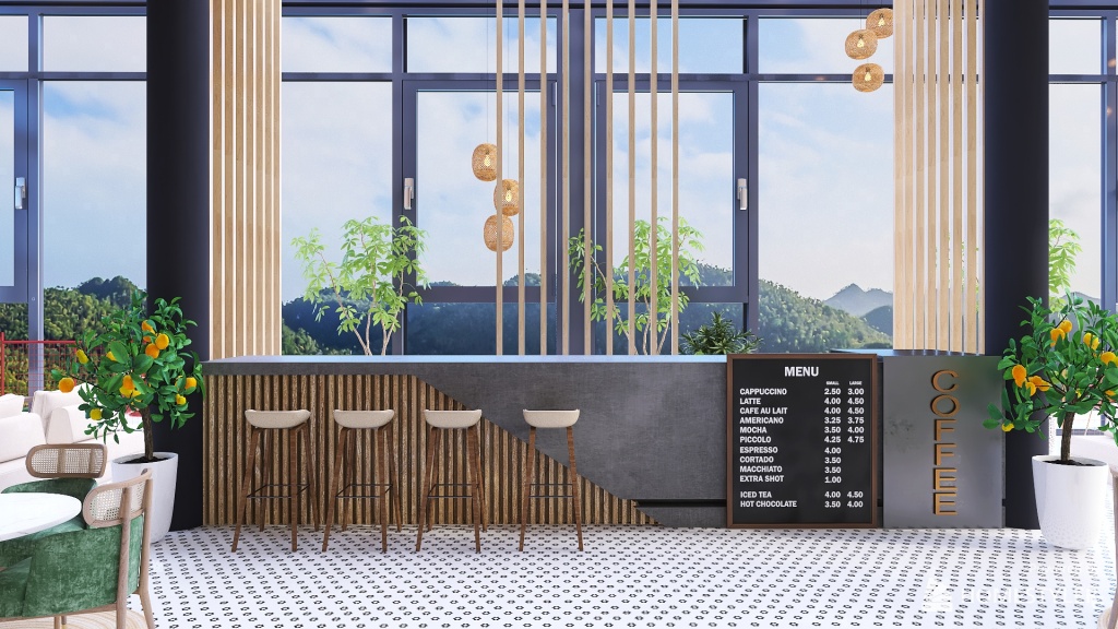 Green Restaurant 3d design renderings