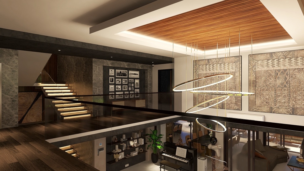 Modern Black Green Hallway1 3d design renderings