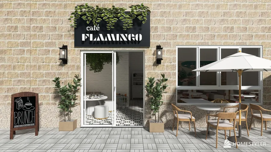 #BrunchContest CAFETERIA FLAMINGO 3d design renderings