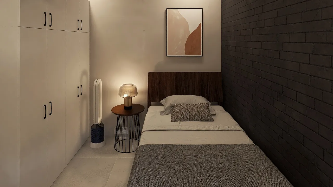 Modern Black Green Bedroom 3d design renderings