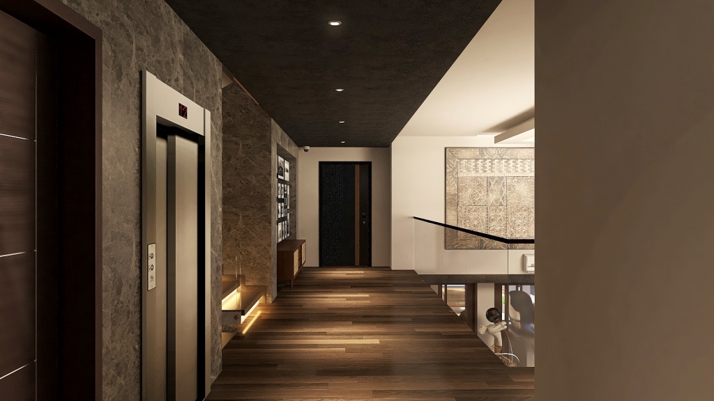 Modern Black Green Hallway1 3d design renderings