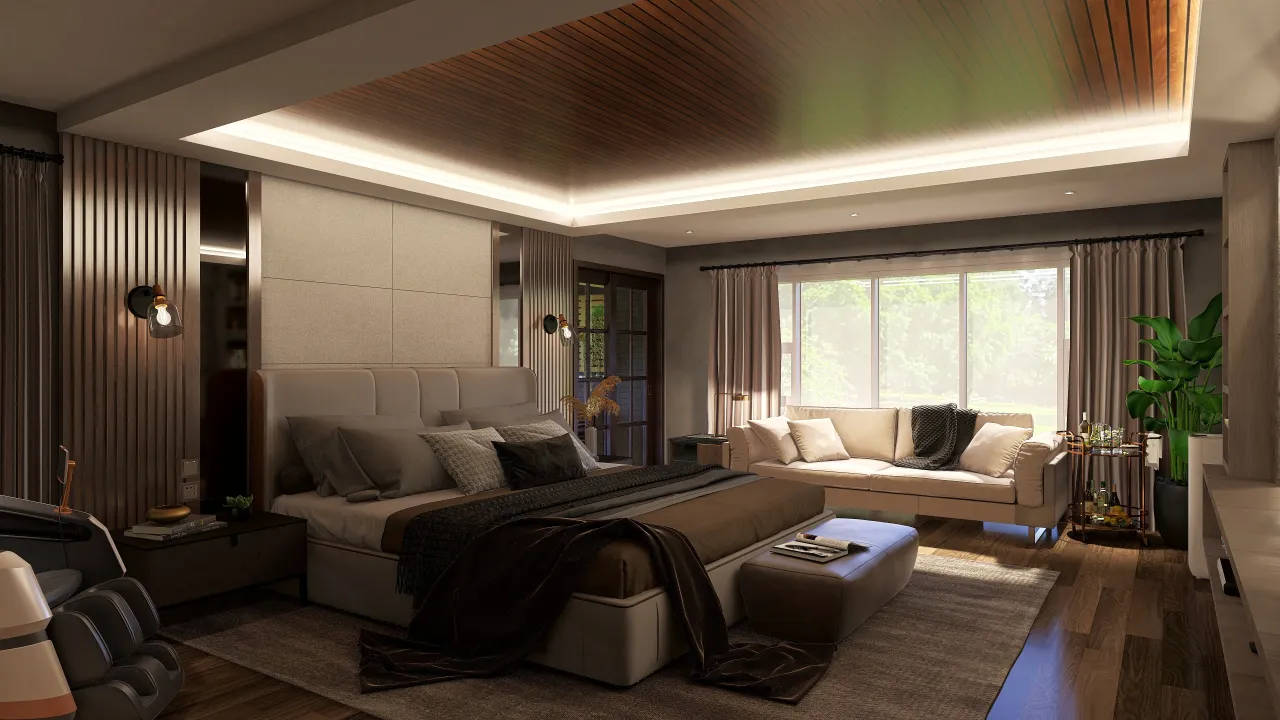 Modern Black Green MasterBedroom 3d design renderings