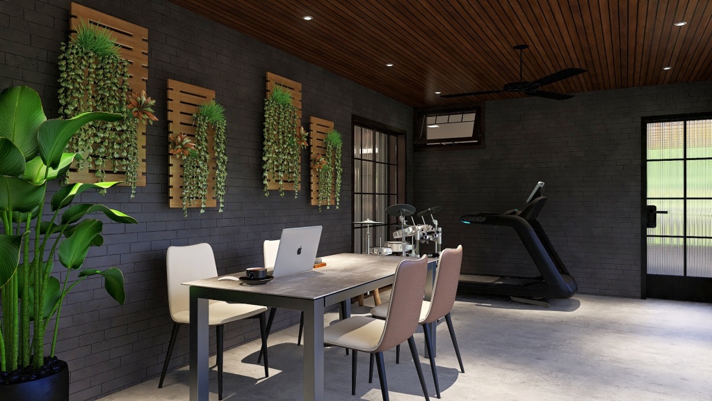 Modern Black Green Balcony 3d design renderings