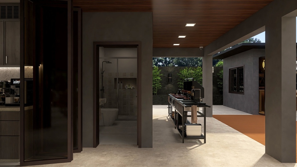 Modern Black Green Entertainment Area 3d design renderings