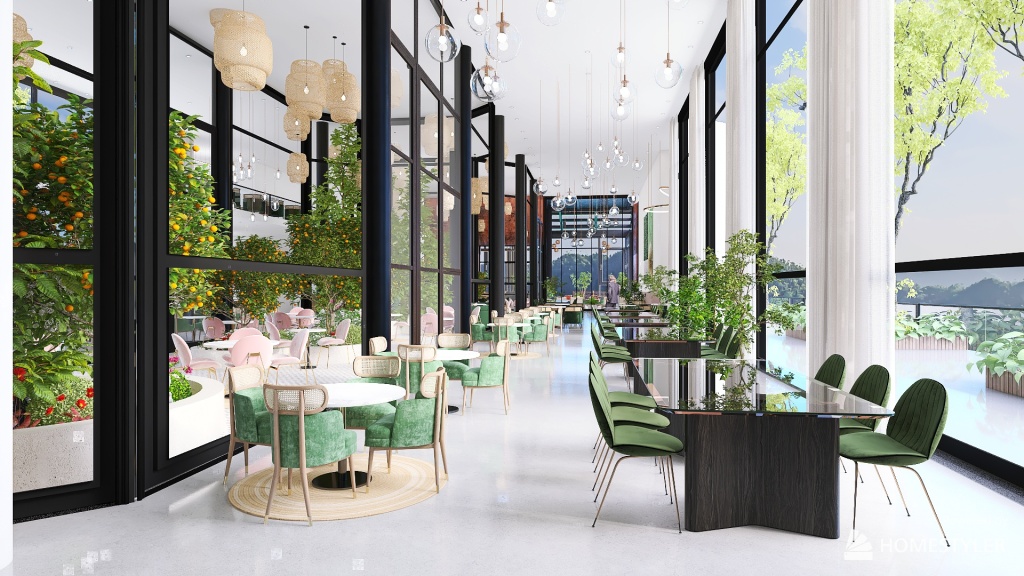 Green Restaurant 3d design renderings