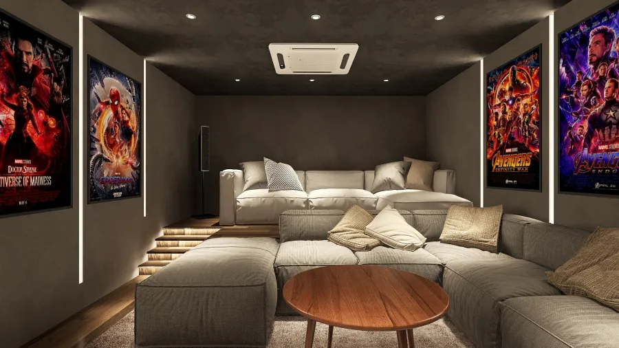 Modern Black Green Home Theater 3d design renderings