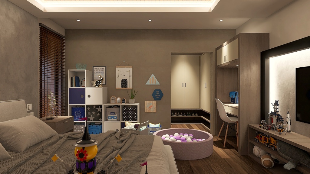 Modern Black Green Main Bedroom 2 3d design renderings