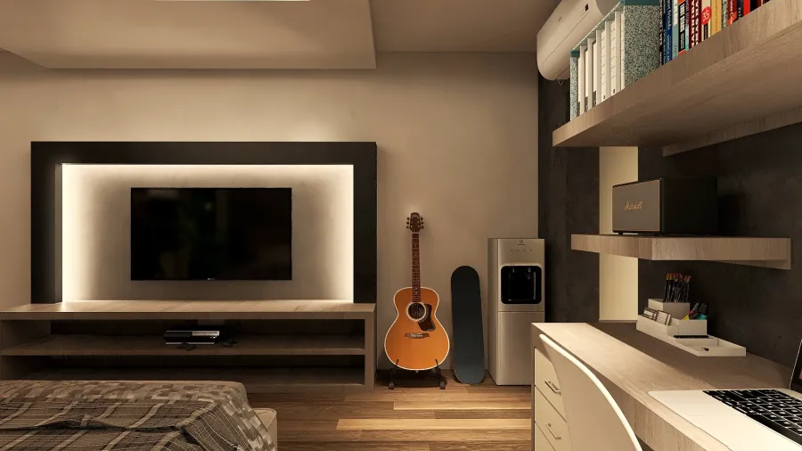 Modern Black Green Main Bedroom 3 3d design renderings