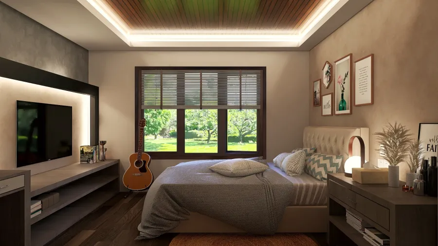 Modern Black Green Main Bedroom 4 3d design renderings