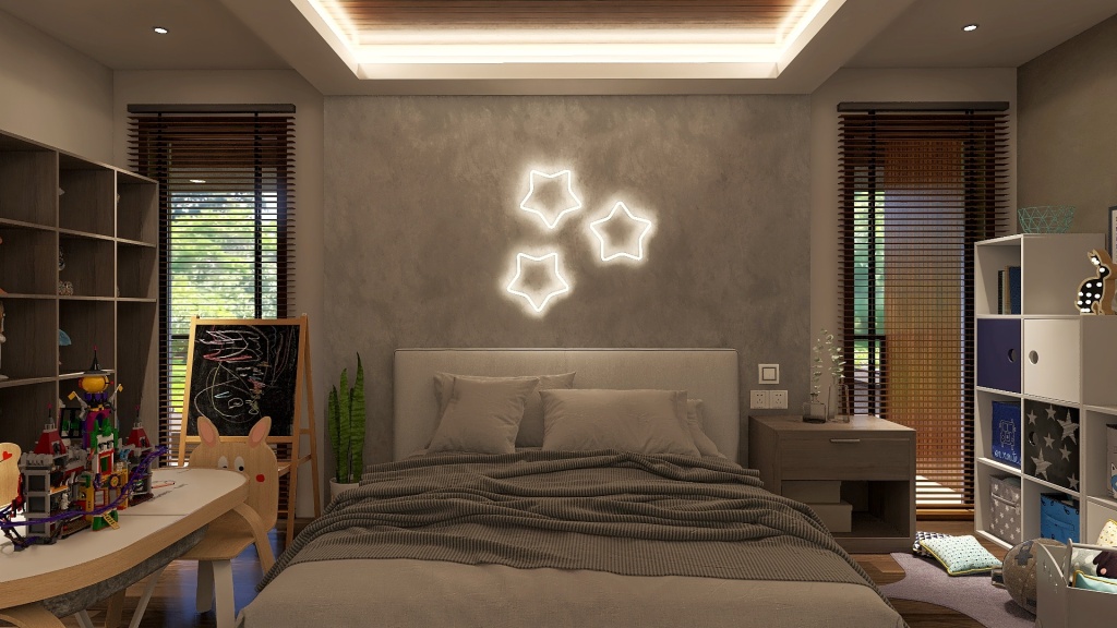 Modern Black Green Main Bedroom 2 3d design renderings