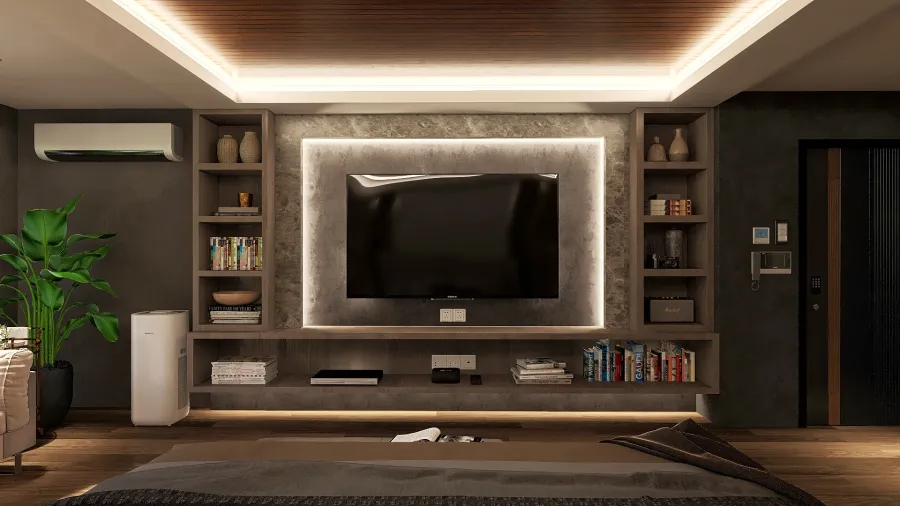 Modern Black Green Master Bedroom 3d design renderings