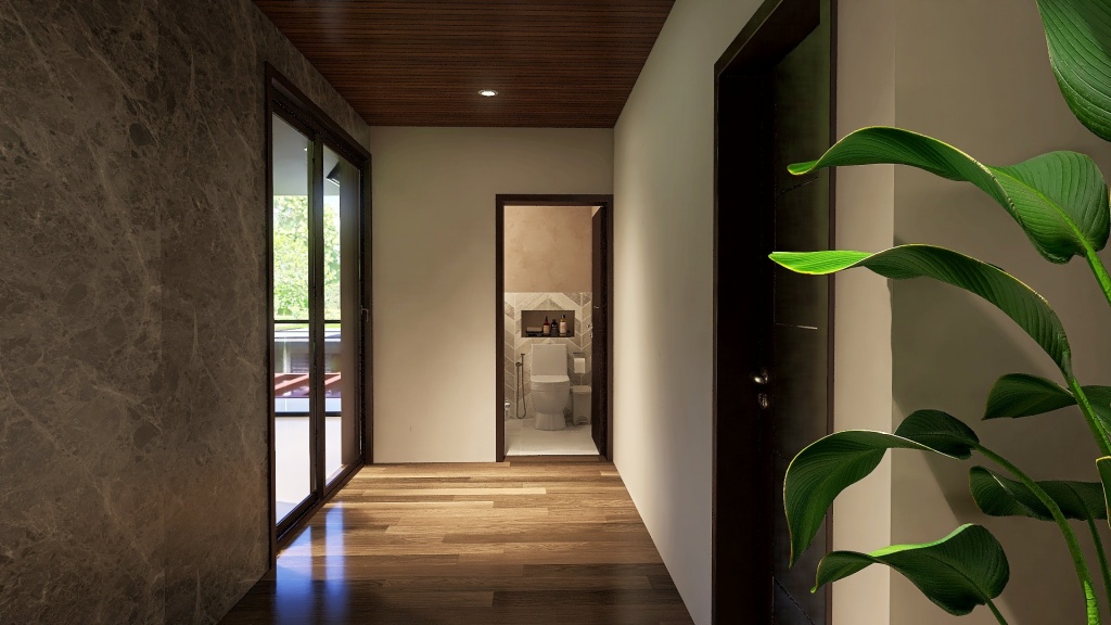 Modern Black Green Hallway - 3rd Floor 3d design renderings