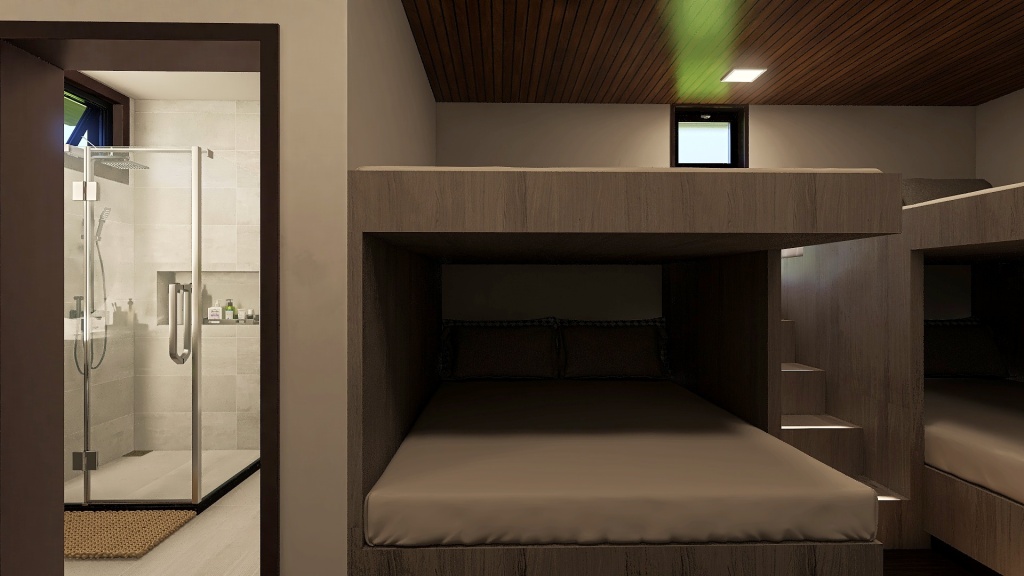 Modern Black Green Guest Bedroom 3 3d design renderings