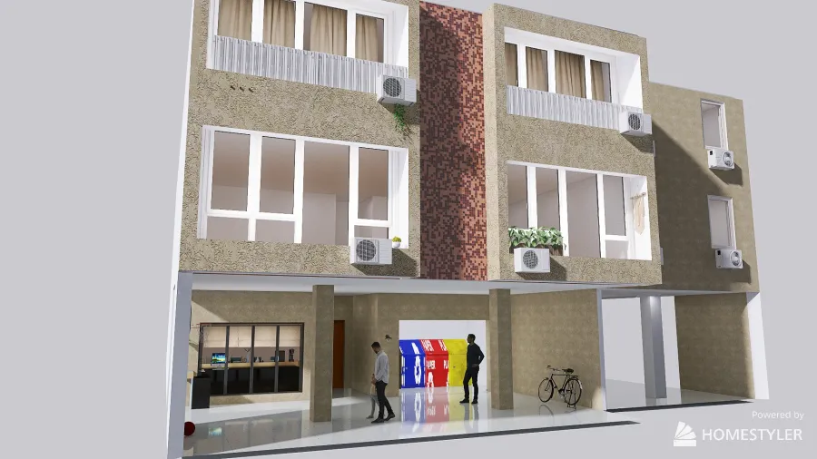 Tel Aviv style apartment building 3d design renderings