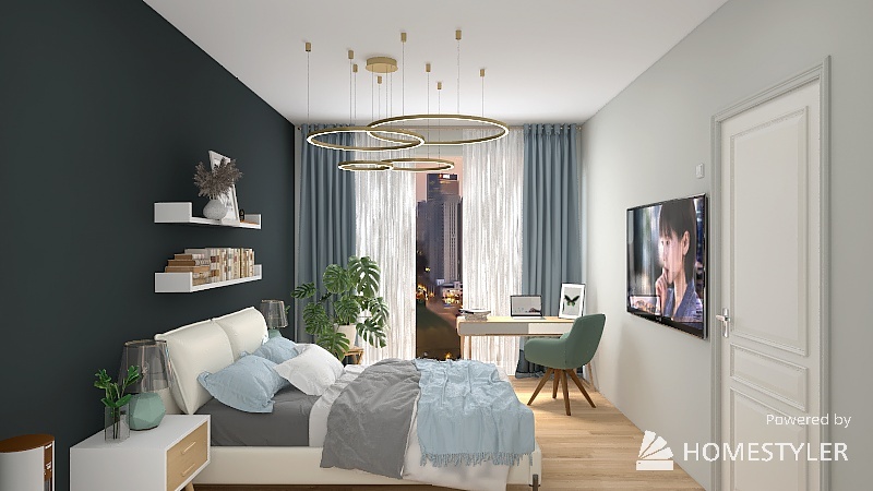 Дизайн спальни Москва - Сити 3d design renderings