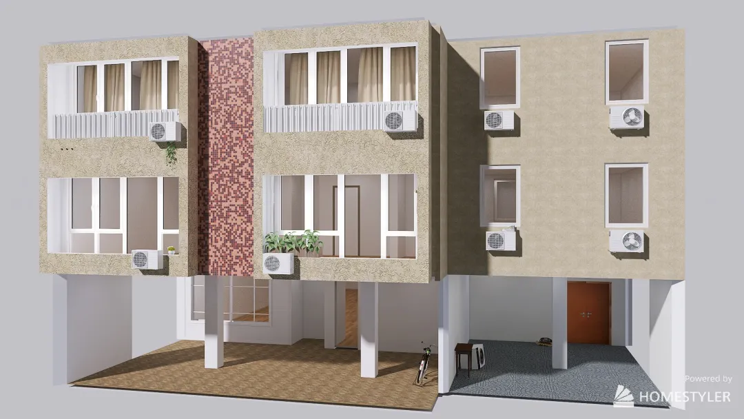Tel Aviv style apartment building 3d design renderings