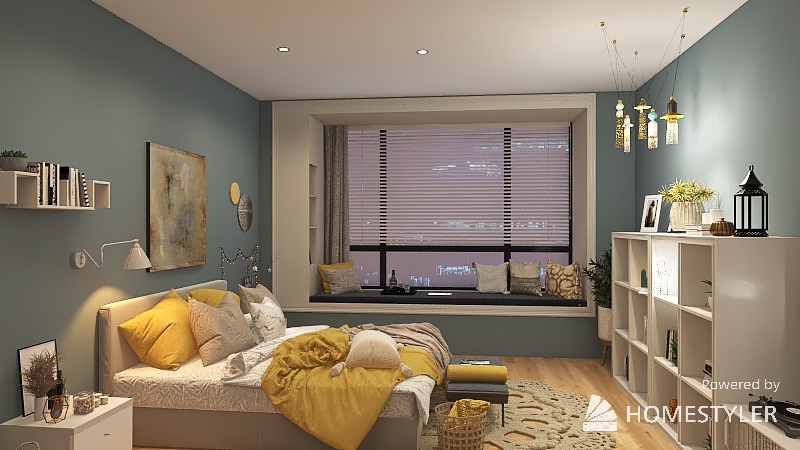 dormitorio con ventanal 3d design renderings