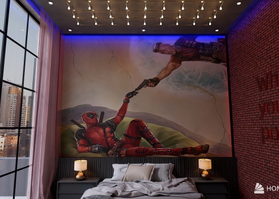 Deadpool inspired bedroom Design Rendering