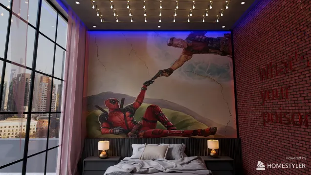Deadpool inspired bedroom