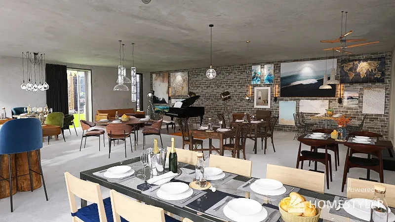 Modern Cafe and Restaurant 3d design renderings
