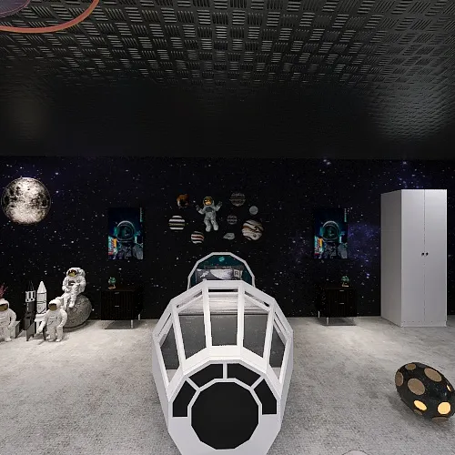 Space themed bedroom 3d design renderings