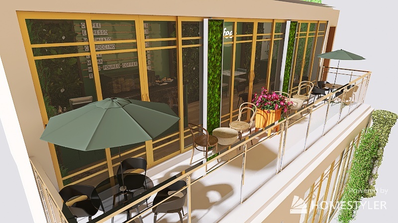 Toki & Cafe 2d floor 3d design renderings
