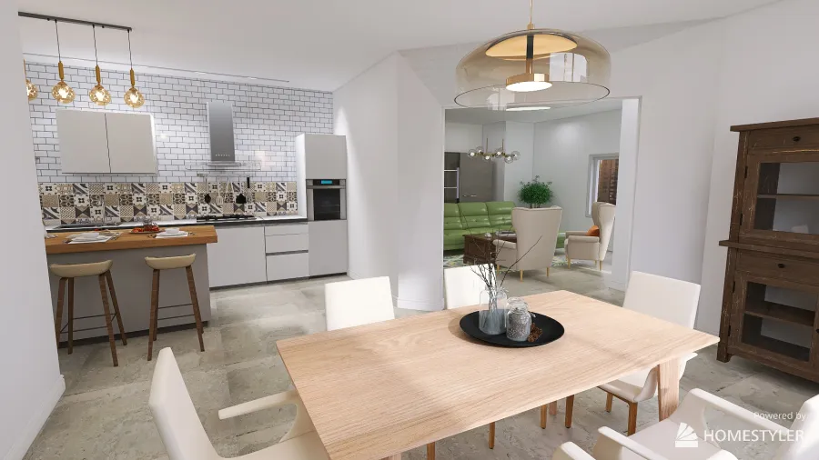 cucina soggiorno 3d design renderings