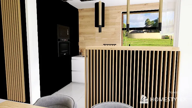 Parter salon kuchnia przedpokój 3d design renderings