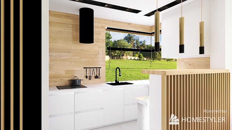 Parter salon kuchnia przedpokój 3d design renderings