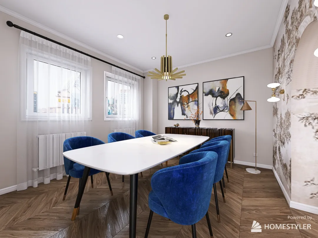 Notting Hill Apartment - Dining Room 3d design renderings
