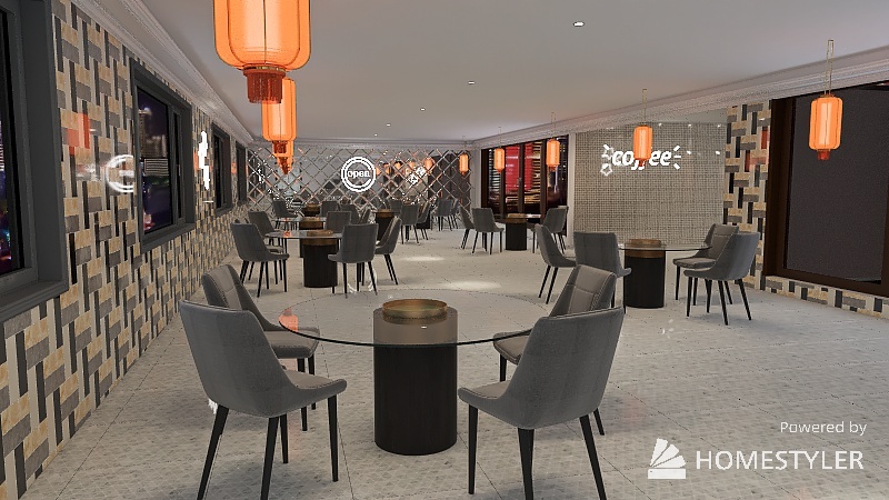 Coffee Café & Restaurant 3d design renderings