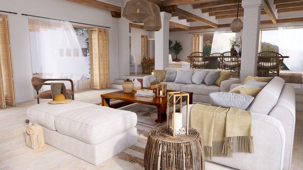 Costal Verano Mediterráneo WoodTones 3d design renderings