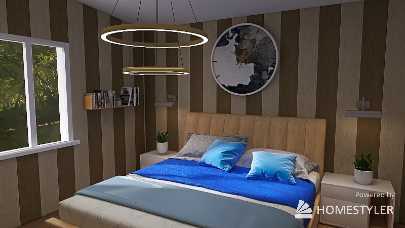 Blue and gray room 3d design renderings
