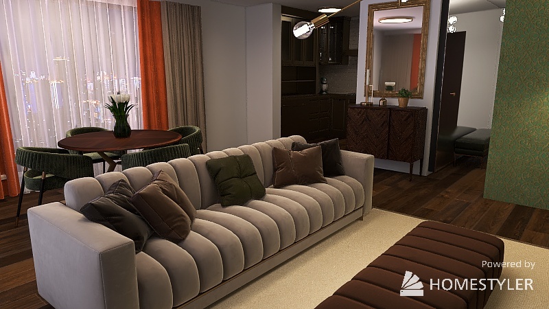One-bedroom apartment 3d design renderings