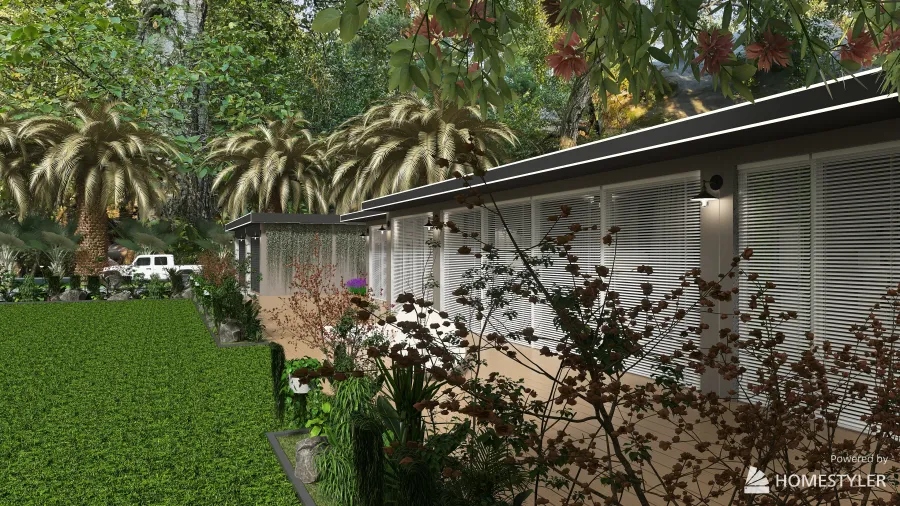 Farmhouse Obsidian House Green 3d design renderings